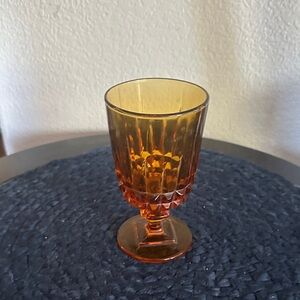 VINTAGE   Amber Water Goblet Indiana Glass Mt. Vernon Pattern 6" Tall Round Base